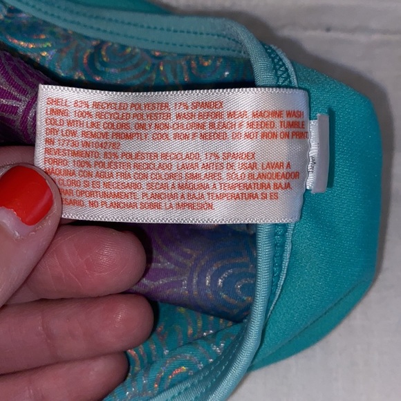 EUC Cat & Jack mermaid ruffle (tulle-like) bikini purple/silver/green, 5T 🧜♀️ - Picture 5 of 10